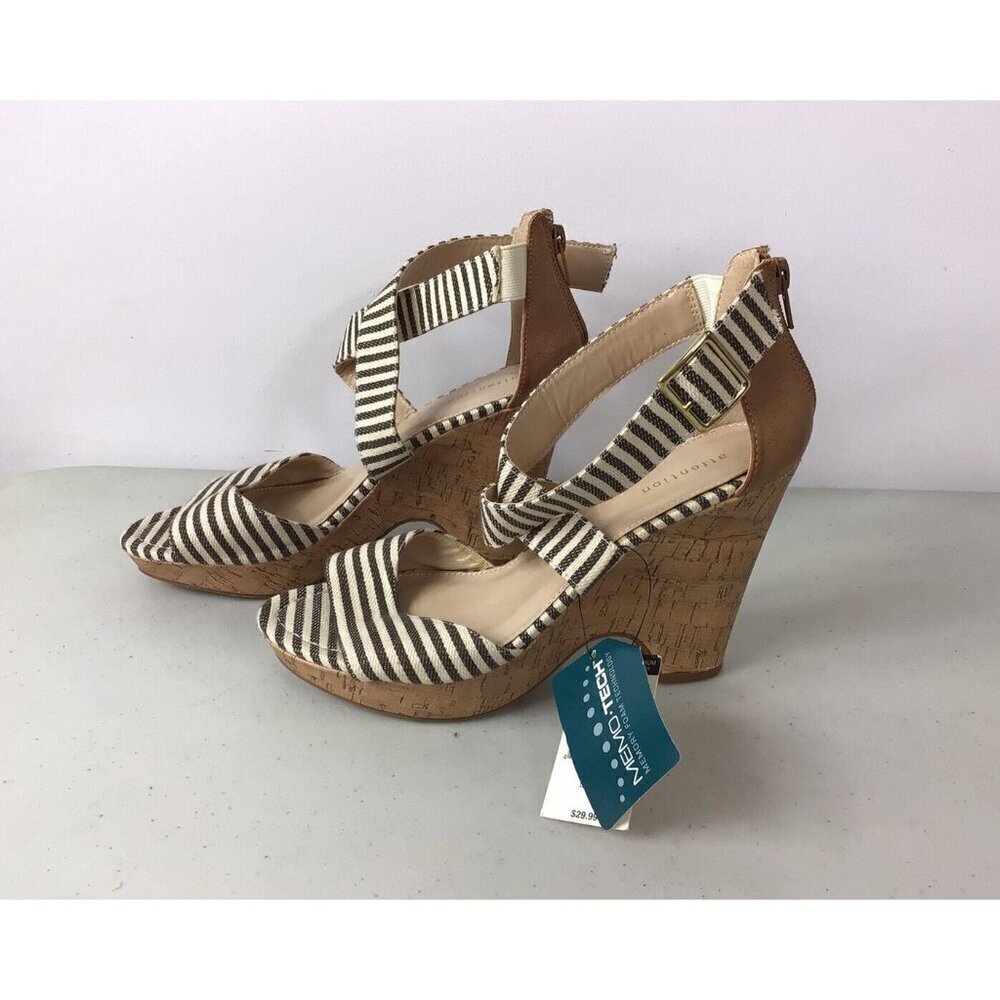 Stripe Wedge Sandals Womens 8 New